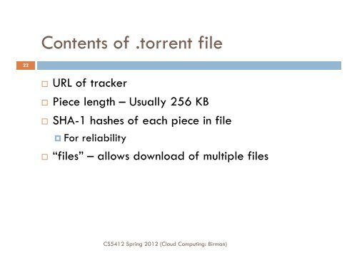 CS5412: TORRENTS AND TIT-FOR-TAT