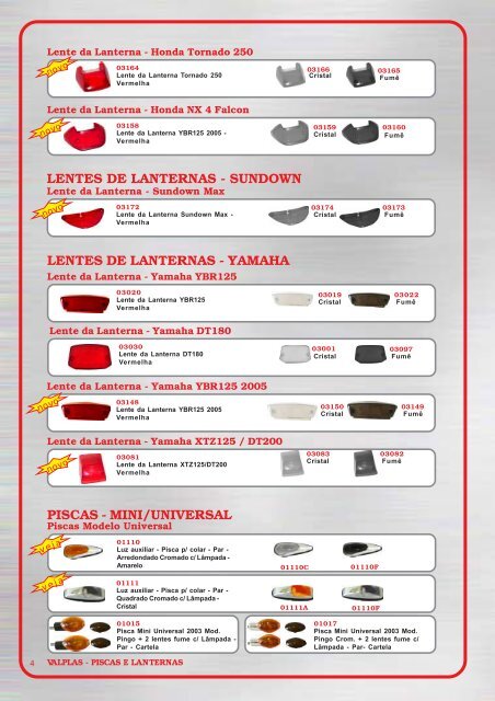 lentes de piscas - agrale lentes de piscas - valplas