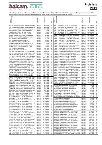 Preisliste 2011 (227 KB) - balcom-electronic GmbH