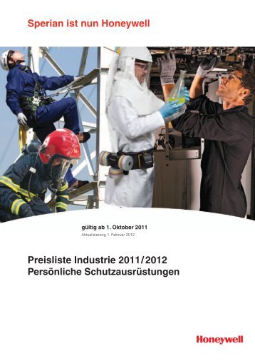Preisliste Industrie 2011/ 2012 Sperian ist nun Honeywell