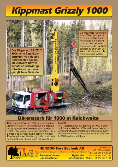 Kippmast Grizzly 1000 - Herzog Forsttechnik