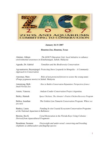 January 26-31 2007 Houston Zoo, Houston, Texas - zacc conference