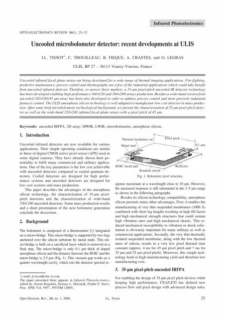 Uncooled microbolometer detector: recent developments at ULIS