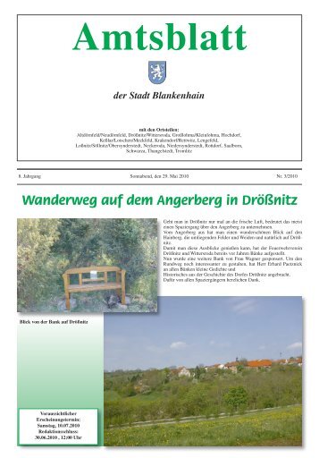 Wanderweg auf dem Angerberg in Drößnitz - Lindenstadt Blankenhain