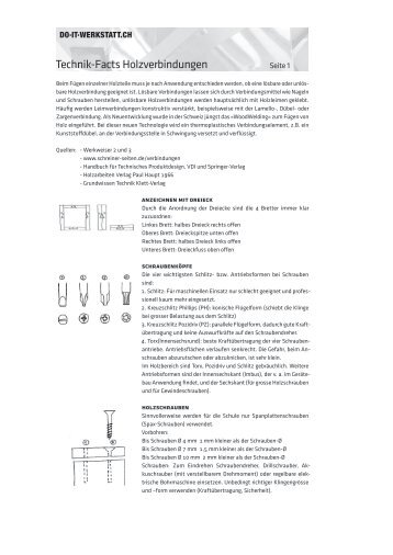 Technik-Facts Holzverbindungen Seite 1 - do-it-werkstatt.ch