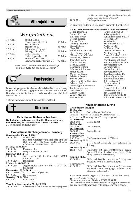 Mitteilungen aus Hornberg