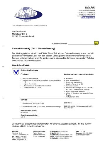 Colocation Business Vertrag Unterschleissheim(PDF) - LimTec GmbH