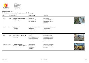 HERZOG - Referenzliste Bau - HERZOG Bau und Holzbau AG