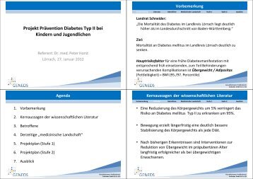 Projekt Prävention Diabetes Typ II bei Kindern und - Landkreis Lörrach