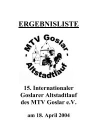 Ergebnisliste 15. Goslarer Altstadtlauf 2004 18. April Goslar