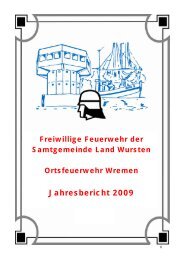 klicken: Jahresbericht 2009 - Freiwillige Feuerwehr Wremen