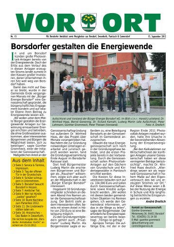 Borsdorfer gestalten die Energiewende - T-Online