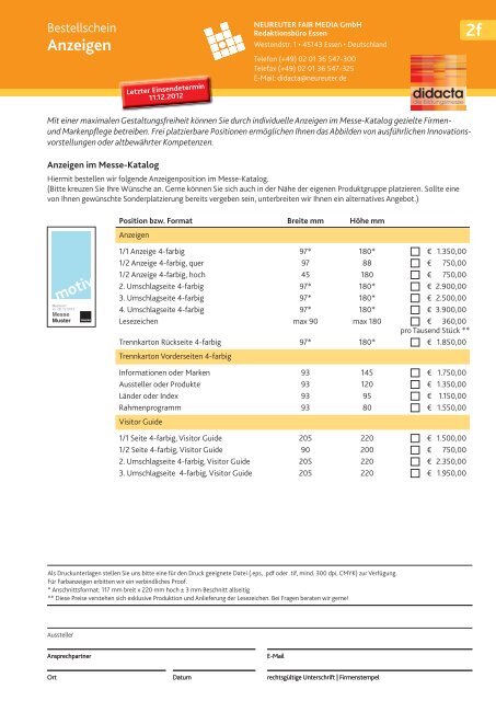 Bestellformular (pdf) - Didacta