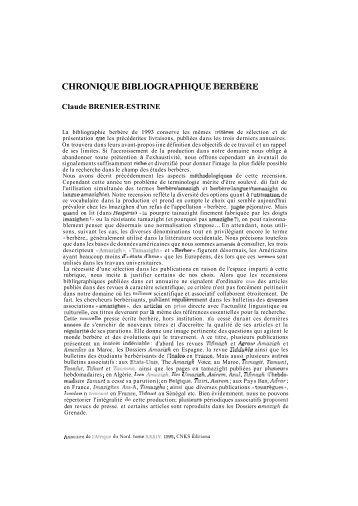 chronique bibliographique berbère - Annuaire de l'Afrique du Nord