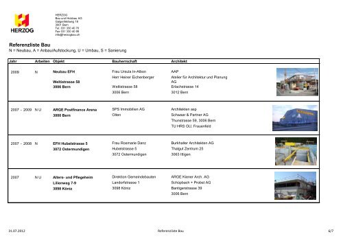 Ein Auszug der Referenzen als PDF - HERZOG Bau und Holzbau AG