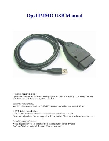 Opel IMMO USB Manual
