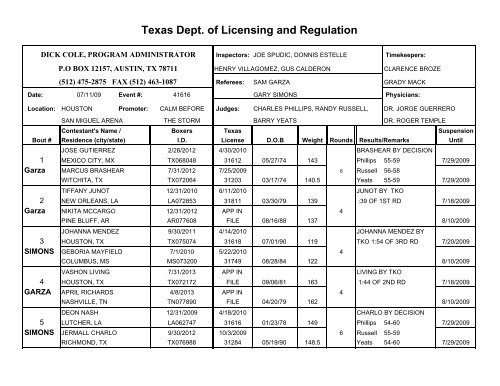 July - Texas Department of Licensing and Regulation