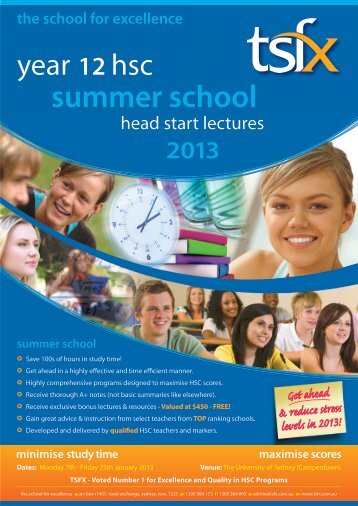 summer school hsc head start lectures 2013 - TSFX