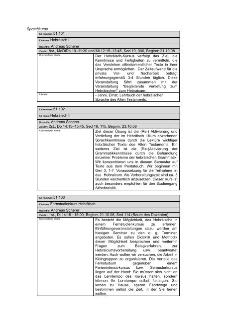 WS 08/09 – Altes Testament - Fachbereich Evangelische Theologie ...