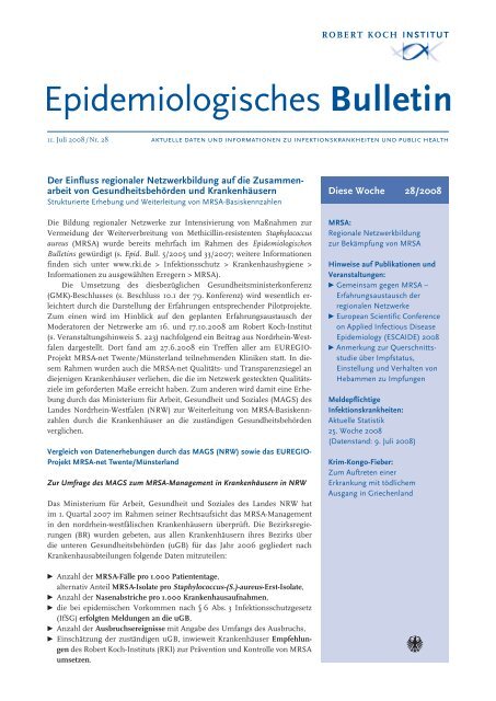 Epidemiologisches Bulletin 28/2008 (PDF, 121KB, Datei ist - RKI