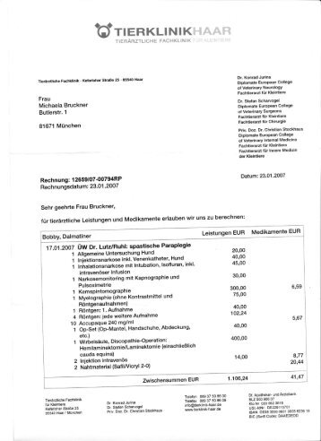 Rechnung Tierklinik Haar - Lendorferhoehe.de