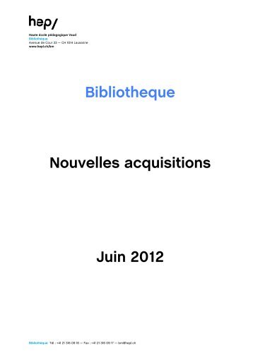 Nouvelles acquisitions du mois de juin 2012 (PDF - HEP Vaud