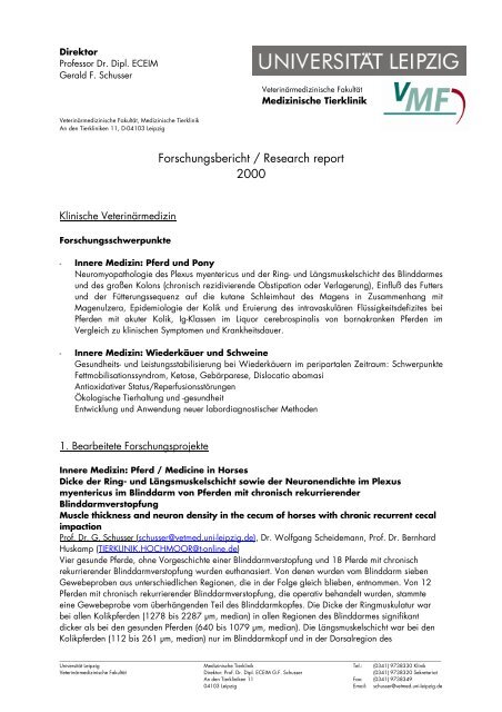 Forschungsbericht / Research report 2000 - Veterinärmedizinische ...