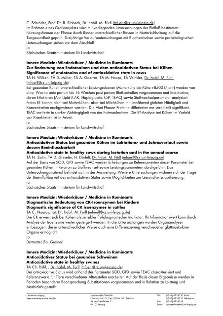 Forschungsbericht / Research report 2000 - Veterinärmedizinische ...