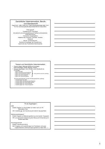 Tierärztliches Berufs- und Standesrecht Stand WS 07-08