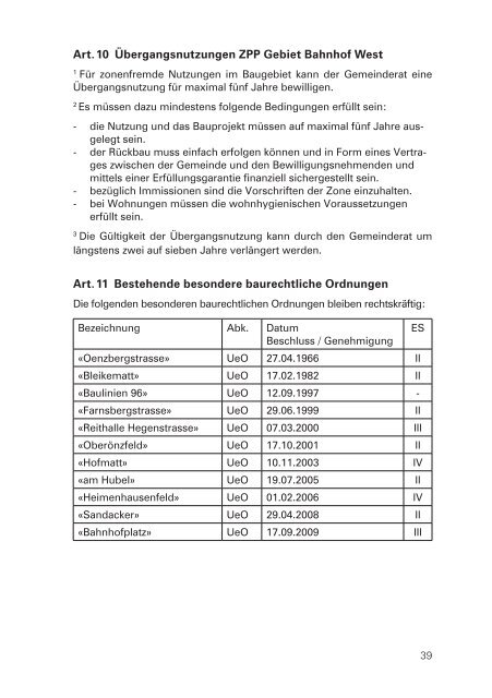 Baureglement - Herzogenbuchsee