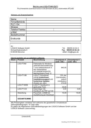 Adresse und Ansprechpartner - Logics Software