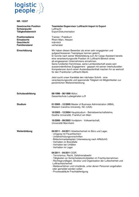 Teamleiter/Supervisor Luftfracht Import & Export - Logistic-People