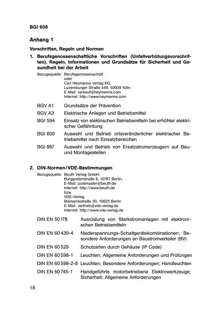 BGI 608 Auswahl und Betrieb elektrischer Anlagen und ... - BGHM