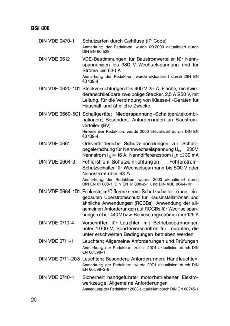 BGI 608 Auswahl und Betrieb elektrischer Anlagen und ... - BGHM