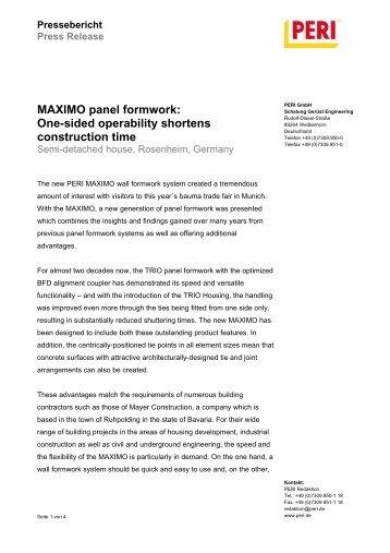 MAXIMO panel formwork: One-sided operability shortens ...