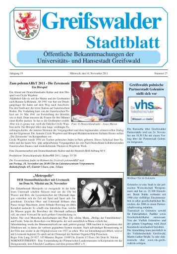 Stadtblatt - Hansestadt Greifswald