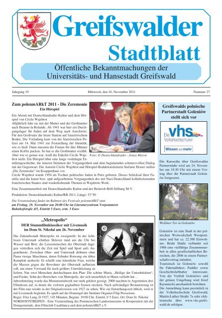 Stadtblatt - Hansestadt Greifswald