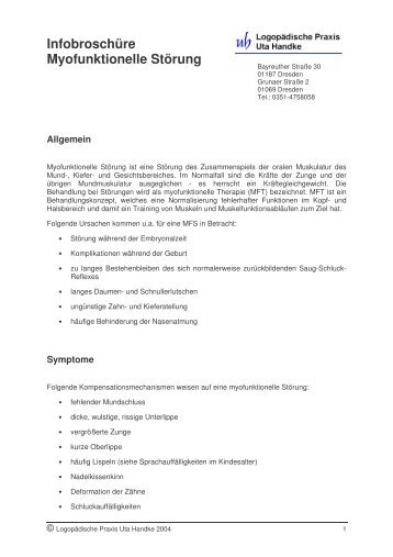 Infobroschüre Myofunktionelle Störung - Logopädische Praxis Uta ...