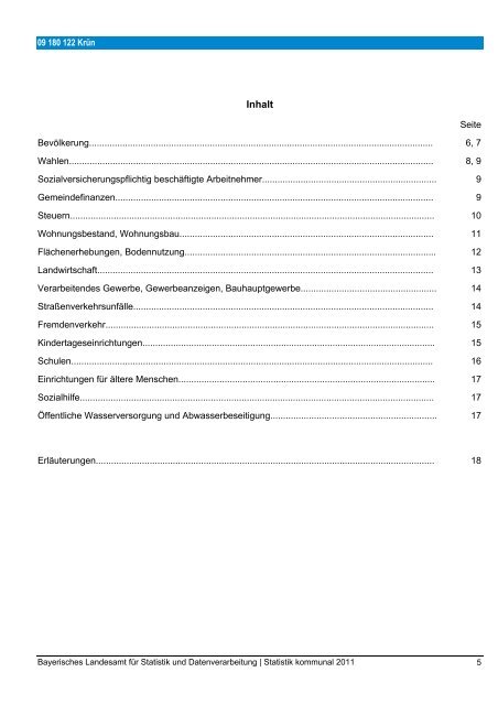 Statistik kommunal 2011 - Bayerisches Landesamt für Statistik und ...