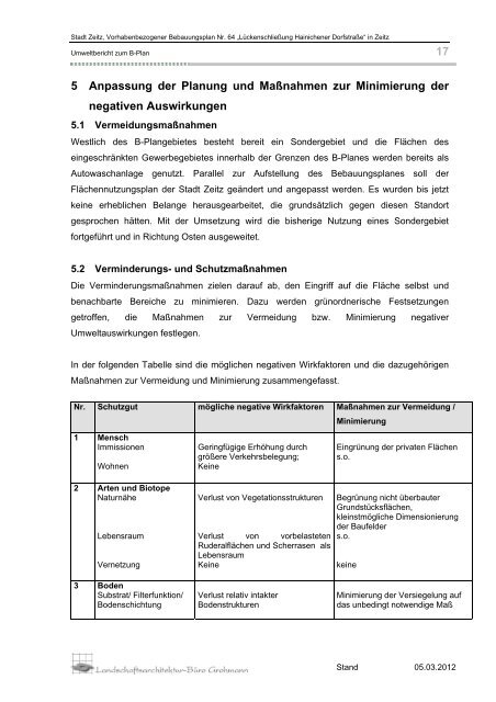 Hier können Sie den Umweltbericht als pdf downloaden - Stadt Zeitz