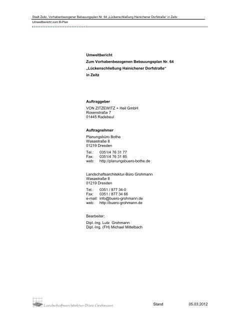 Hier können Sie den Umweltbericht als pdf downloaden - Stadt Zeitz