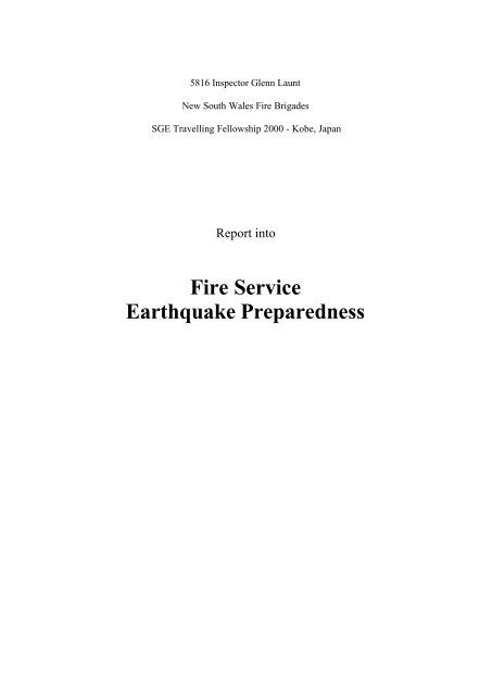 Fire Service Earthquake Preparedness - NSW Department of ...