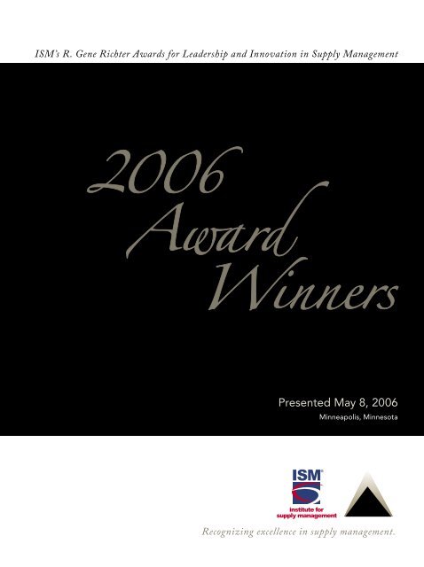 2006 Richter Award Winners - Institute for Supply Management