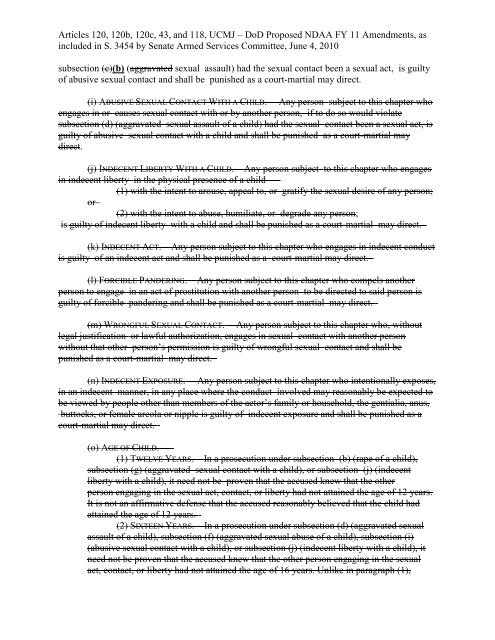 Articles 120, 120b, 120c, 43, and 118, UCMJ – DoD Proposed ...