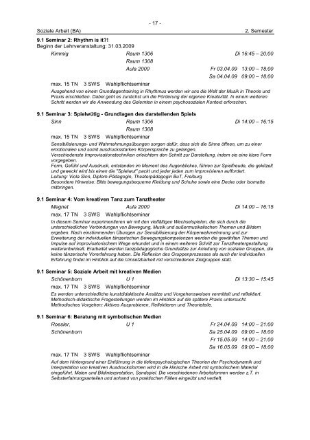 Sommersemester 2009 ‹download pdf› - Katholische Hochschule ...