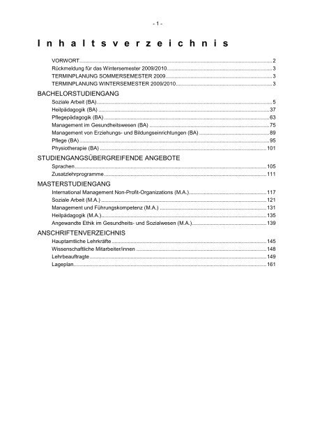 Sommersemester 2009 ‹download pdf› - Katholische Hochschule ...