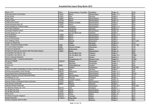 Ausstellerliste Import Shop Berlin 2012