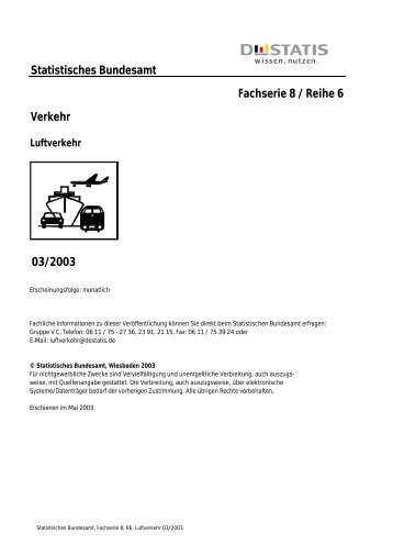 Statistisches Bundesamt Fachserie 8 / Reihe 6 Verkehr 03/2003