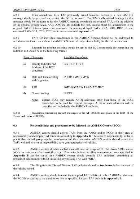 afi met bulletins exchange (ambex) handbook - ICAO