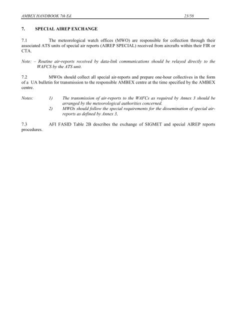 afi met bulletins exchange (ambex) handbook - ICAO